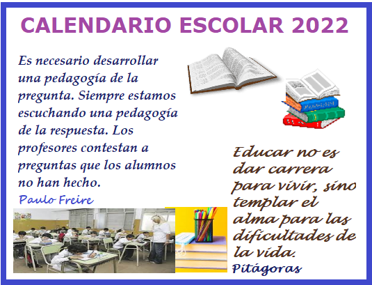 CALENDARIO ESCOLAR 2022